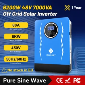 SUMRY 6200W 48VDC 220VAC Solar Inverter Off Grid MPPT 110A Solar Charger Max PV Power