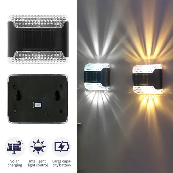 Waterproof LED Solar Lamp Outdoor Garden Ambient Lighting Decoration Up & Down Lights Stair Yard Fence Color Change Wall Light - Image 4