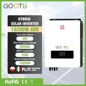 GOOTU 4.2KW 6.2KW Hybrid Solar Inverter 24V 48V 230V Dual Output MPPT Pure Sine Wave Inverter Max PV 500VDC PV Hybrid Inverter